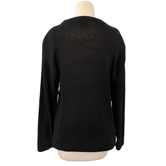 NUTCRACKER Vintage 3D Beaded Floral Long Oversized Crewneck Sweater Black Size S - Picture 3 of 8